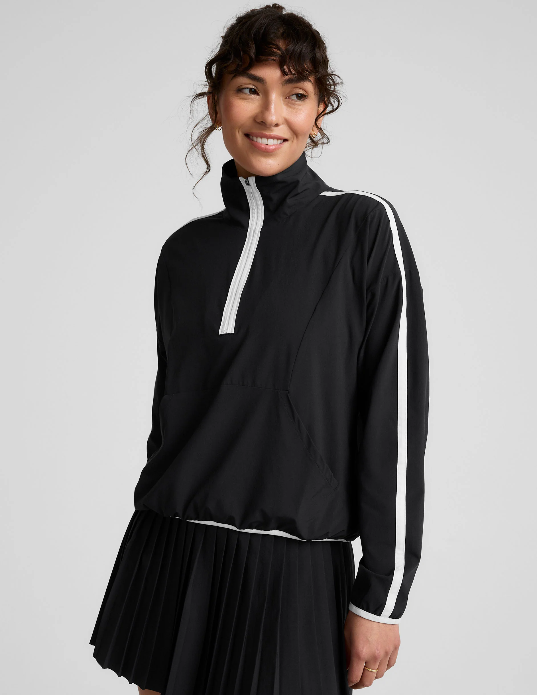 Stretch Woven Course Contrast Half Zip Pullover - Onhollan