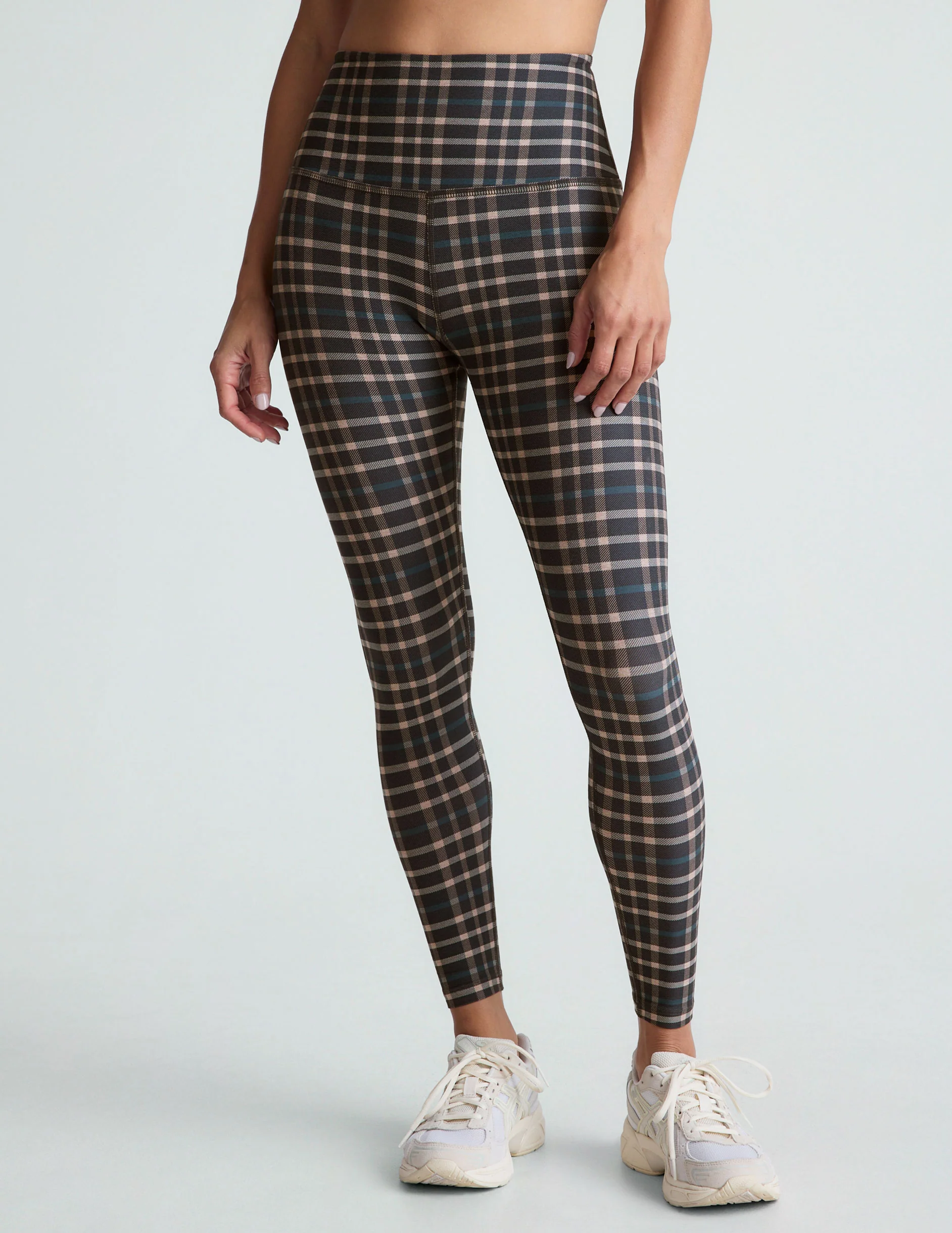 Preppy Plaid SoftMark High Waisted Midi Legging - Onhollan