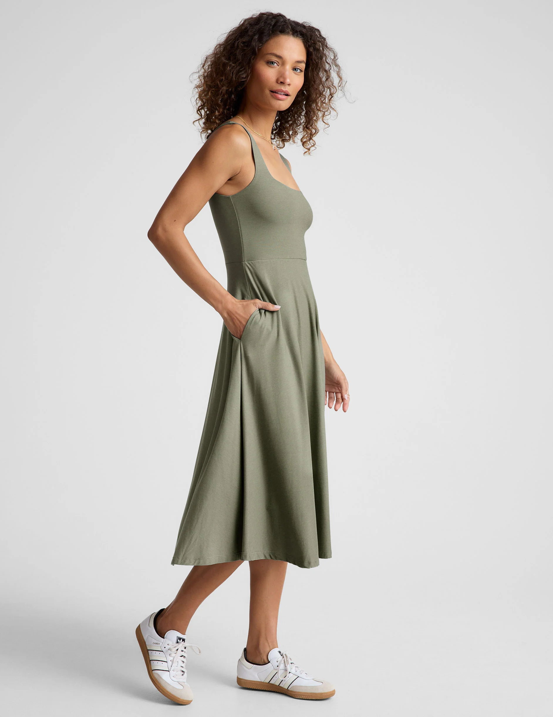 Featherweight At The Ready Square Neck Dress - Onhollan