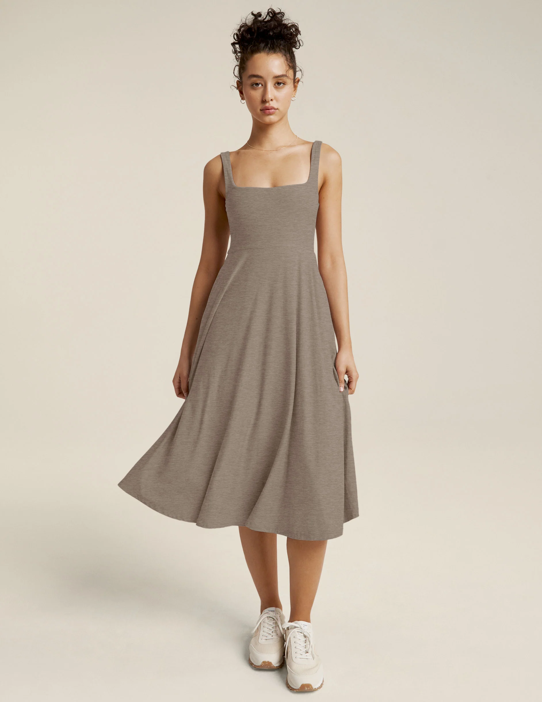 Featherweight At The Ready Square Neck Dress - Onhollan